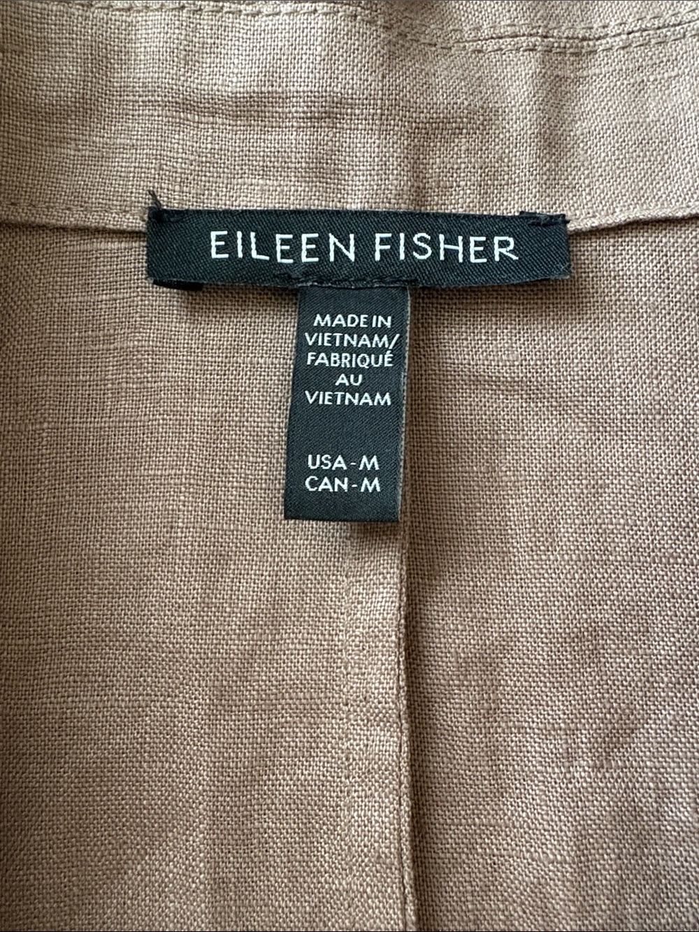 Eileen Fisher Brown Relaxed Double-Breasted Linen-Blend Blazer - Picture 2 of 8